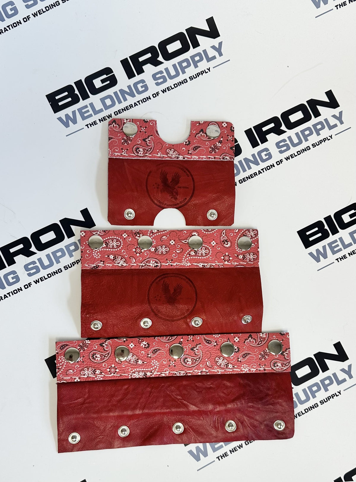 Welding Hood Headbands - 3 Pc Stitched Fiber Metal - Red Paisley