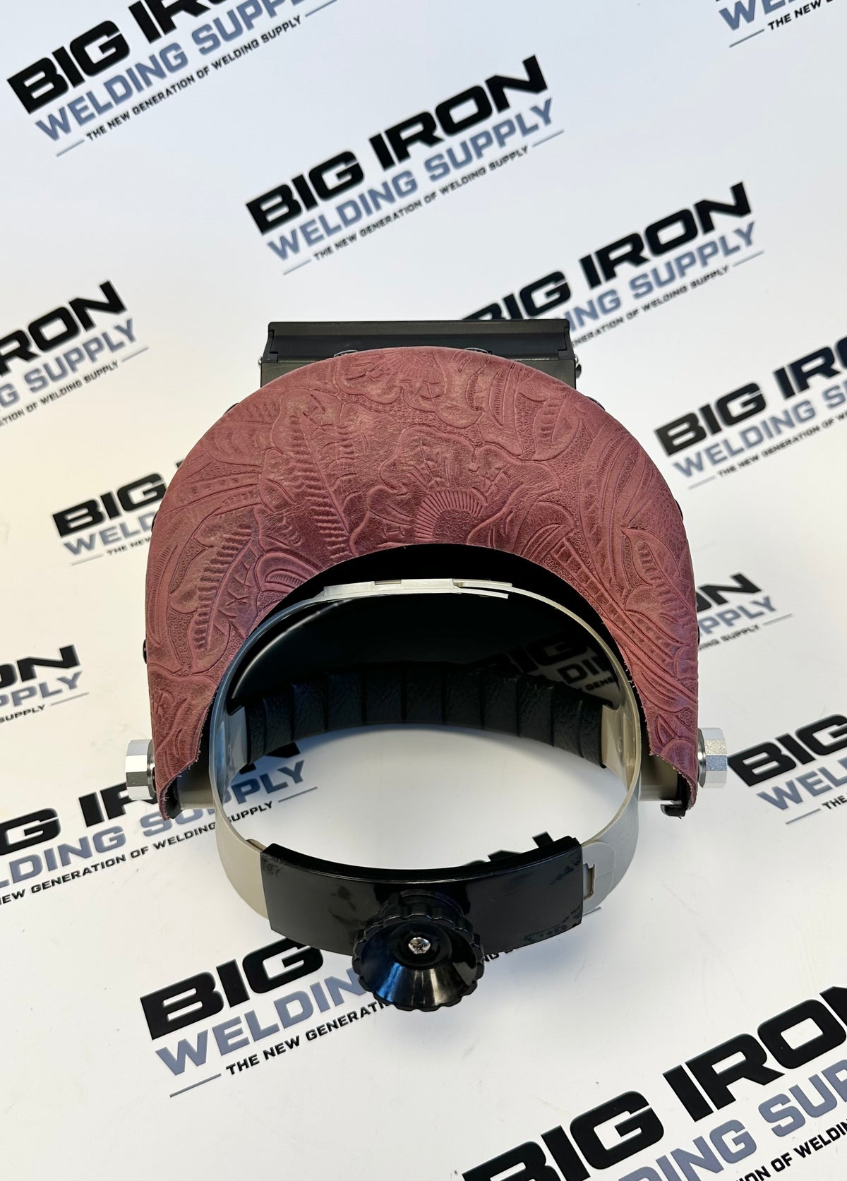 Carbon Fiber Leather Welding Hood Chopped Top Flip Up-Red Floral