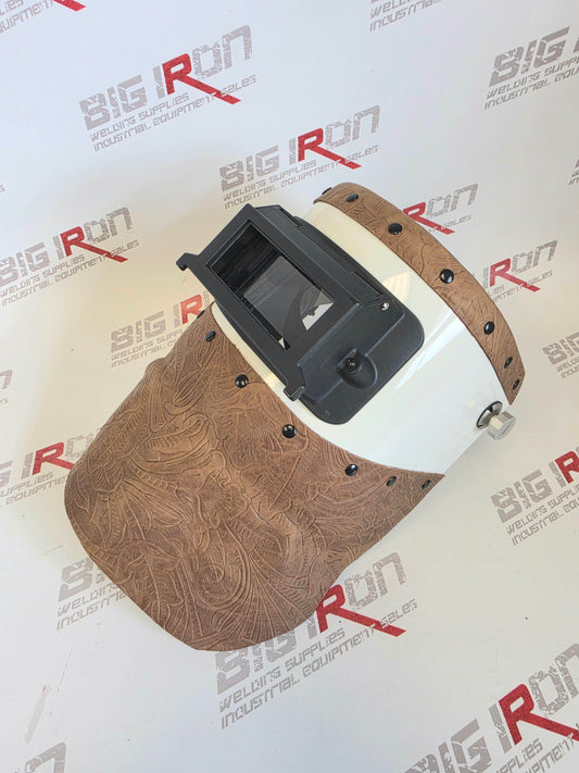 Finer Pipeliner Leather welding Hood - Chopped Top & Bottom- Flip/Brown