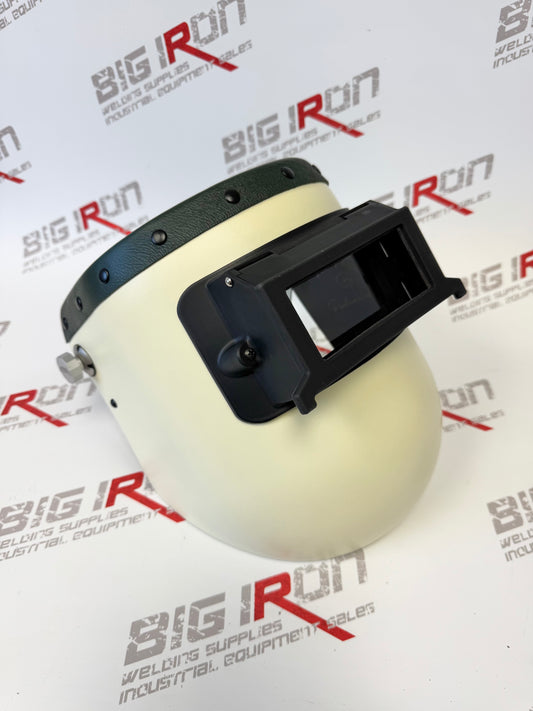 Finer Pipeliner Leather Welding Hood Chopped Top Flip Up/Green