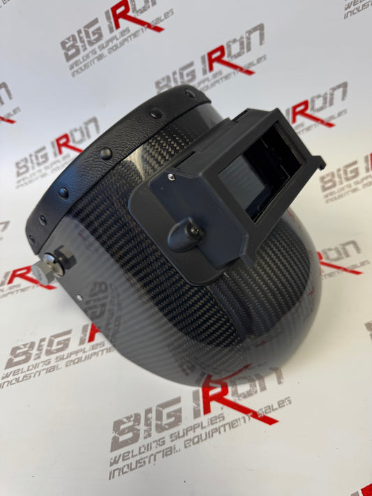 Carbon Fiber Leather Welding Hood Chopped Top Flip Up/Black