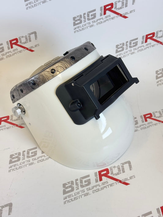 Finer Pipeliner Leather Welding Hood Chopped Top Flip Up/Gunsmoke
