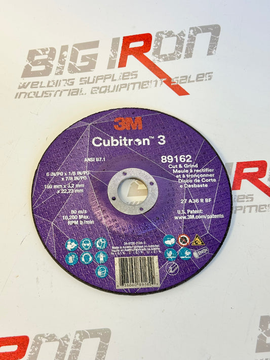 3M  Cubitron™ 3 Cut and Grind Wheel, 6" x 1/8", 7/8" Arbor, Type 27, 36 Grit, Ceramic