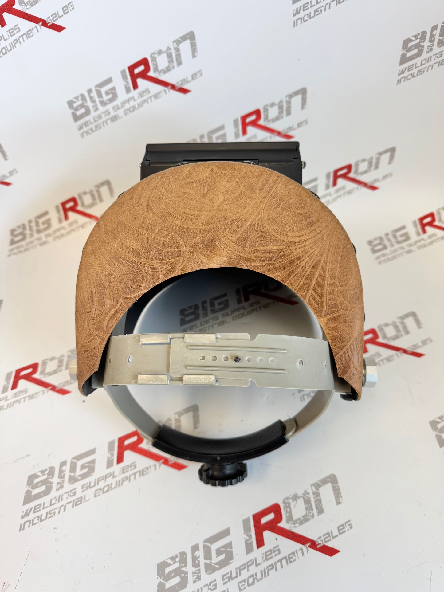 Carbon Fiber Leather Welding Hood Chopped Top Flip Up-Brown Floral