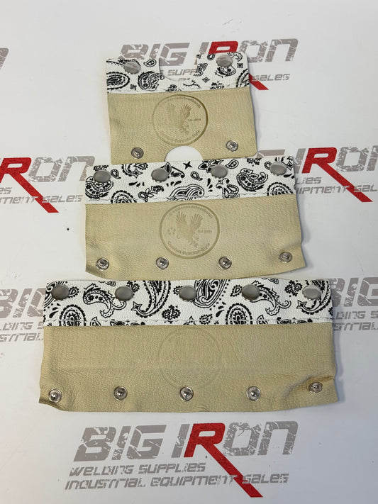 Welding Hood Headbands - 3 Pc Stitched Fiber Metal - White Paisley