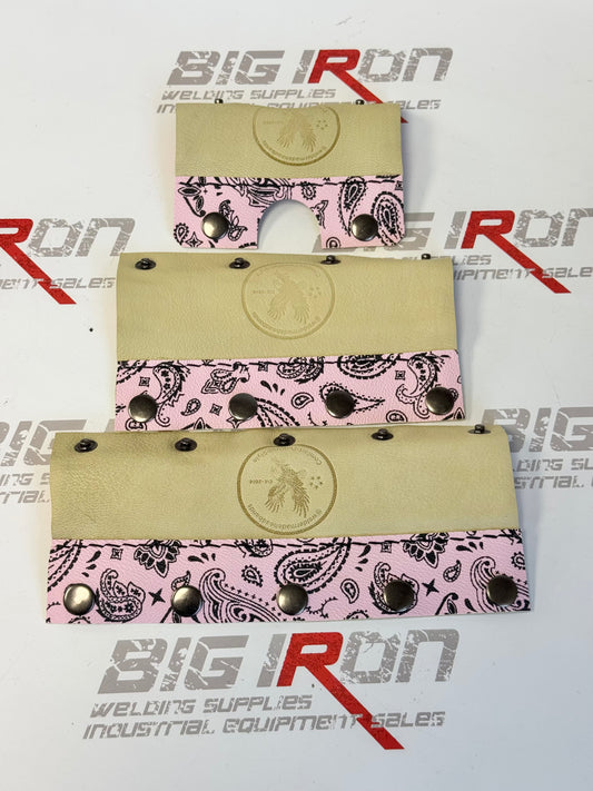Welding Hood Headbands - 3 Pc Stitched Fiber Metal - Pink Paisley