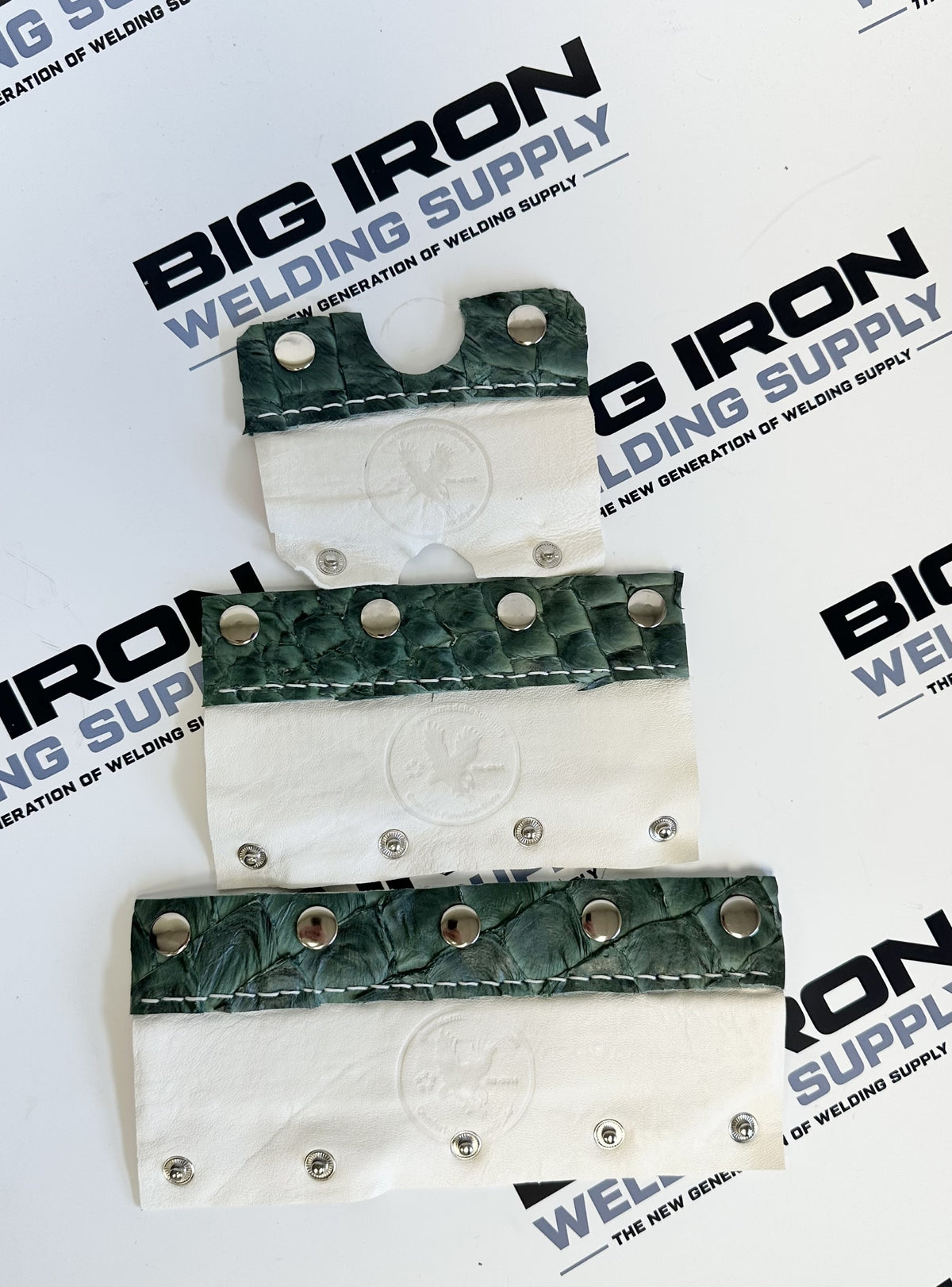 Welding Hood Headbands - 3 Pc Stitched Fiber Metal - Teal Pirarucu/Fish