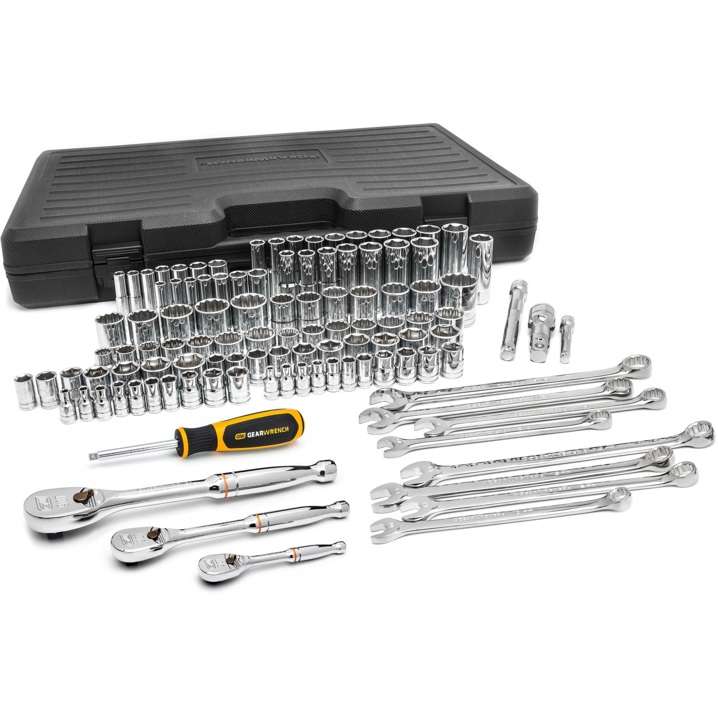 Gear Wrench Mechanics Tool Set - 1/4", 3/8" & 1/2" Drive 6 & 12 Point Standard & Deep SAE/Metric